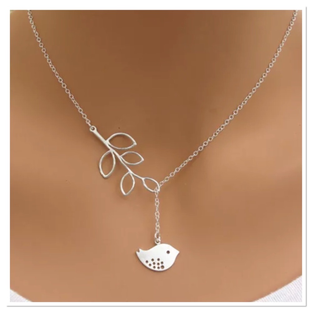 Silver Leaf & Bird Necklace - Picture 1 of 1
